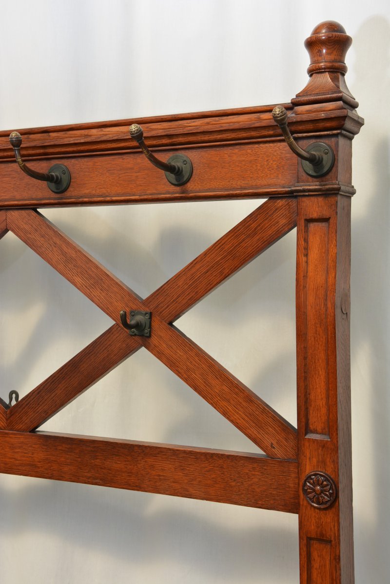 English Victorian Gothic Coat Stand Oak Hall Stand in the Manner Of Pugin - Image 11